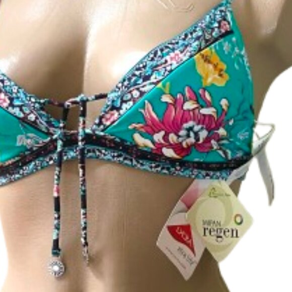 NWT Seafolly Australia Tassel floral recycled nylon bikini swim top 8 - Picture 6 of 16